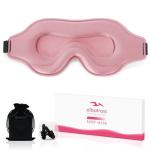 Sleep Eye Mask for Men Women, Sleeping Mask for Side Sleeper, Travel Blackout Night Blindfold Eye Shade Cover with Adjustable Strap (Pink-3D)