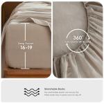 MooMee Bedding Sheet Set 100% Washed Cotton Linen Like Textured Breathable Durable Soft Comfy (Heathered Tannish Linen Grey, Queen)