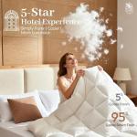 Goose Down Fiber Comforter King Size – All-Season Hotel Quality Duvet Insert, High Fill Power, Ultra Soft 100% Cotton, Box-Stitched, Breathable, Lightweight Luxurious White Bedding, 90"x 106"