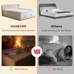 SAHEYER Queen Bordered Bed Sheet, 360° Non-Slip Bordered Fitted Sheet with Extra Deep Pockets, Convex Design Bed Rail Easy Secure Fit Queen Mattresses - Soft and Wrinkle Free Bed Cover, 60×80″
