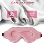 Sleep Eye Mask for Men Women, Sleeping Mask for Side Sleeper, Travel Blackout Night Blindfold Eye Shade Cover with Adjustable Strap (Pink-3D)
