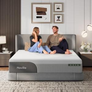 Novilla 14 Inch King Size Mattress, Gel-Infused Bliss Cooling King Memory Foam Mattress in a Box with Cool-Touch Nylon Cover, Pain Relief & Spinal Support with CertiPUR-US Certified Foam