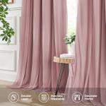 Swandream 100% Blackout Curtains for Bedroom, Double Layer Pink Curtains, Black Out Curtain 96 inch Long with Sheer Overlay for Living Room, Room Darkening Window Drapes with Grommet, 52" W x 96" L
