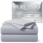 puresnoo Cooling Sheet Set, Breathable & Ultra-Soft Silver Infused Bed Sheets Set for Hot Sleeper, with Self-Cleaning Silver Yarn that Stays Fresh 3X Longer for Sensitive Skin (Queen, Gray)