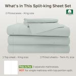 California Design Den Split King Bedsheets for Adjustable Bed, 100% Cotton Set, 500 Thread Count Sateen, Snug Fit, Includes Twin-XL Fitted Sheets, Bedding & Pillowcases (Split King, Silver Sage)
