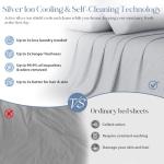 puresnoo Cooling Sheet Set, Breathable & Ultra-Soft Silver Infused Bed Sheets Set for Hot Sleeper, with Self-Cleaning Silver Yarn that Stays Fresh 3X Longer for Sensitive Skin (Queen, Gray)