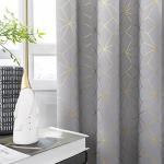 Beauoop 100% Blackout Curtains 84 Inches Long for Bedroom Living Room Moroccan Gold Patterned Drapes Thermal Insulated Grommet Top Window Treatment Panels Set of 2, Grey/Gold