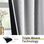 Beauoop 100% Blackout Curtains 84 Inches Long for Bedroom Living Room Moroccan Gold Patterned Drapes Thermal Insulated Grommet Top Window Treatment Panels Set of 2, Grey/Gold