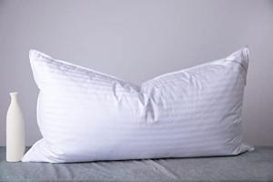 ArcticNorthDown King Size Goose Down Feather Hotel Collection Bed Pillows for Sleeping One Pillow for Back, Stomach or Side Sleepers Stripe White Color