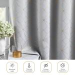 Beauoop 100% Blackout Curtains 84 Inches Long for Bedroom Living Room Moroccan Gold Patterned Drapes Thermal Insulated Grommet Top Window Treatment Panels Set of 2, Grey/Gold