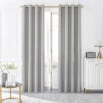 Beauoop 100% Blackout Curtains 84 Inches Long for Bedroom Living Room Moroccan Gold Patterned Drapes Thermal Insulated Grommet Top Window Treatment Panels Set of 2, Grey/Gold