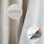 Beige and Silvery 100% Blackout Geometric Pattern Curtains,52 Inch Wide 96 Inches Long 2 Panels, Thermal Insulated Noise Reducing Anti-Rust Grommet Drapes for Bedroom Living Room, Cream