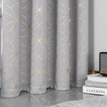 Beauoop 100% Blackout Curtains 84 Inches Long for Bedroom Living Room Moroccan Gold Patterned Drapes Thermal Insulated Grommet Top Window Treatment Panels Set of 2, Grey/Gold