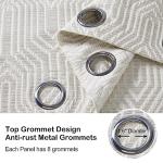 Beige and Silvery 100% Blackout Geometric Pattern Curtains,52 Inch Wide 96 Inches Long 2 Panels, Thermal Insulated Noise Reducing Anti-Rust Grommet Drapes for Bedroom Living Room, Cream