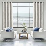 Beige and Silvery 100% Blackout Geometric Pattern Curtains,52 Inch Wide 96 Inches Long 2 Panels, Thermal Insulated Noise Reducing Anti-Rust Grommet Drapes for Bedroom Living Room, Cream