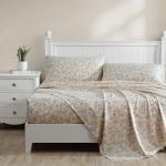 Laura Ashley - King Sheet Set, Buttery-Soft Bed Sheets with a Naturally Silky Smooth Cotton Sateen Lightweight Feel - Matching Pillowcases & Fitted Sheet (Bonnie Beige)