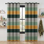 BOHOMOCASA Stripe Blackout Curtains - 100% Blackout, Thermal Insulated, Noise Reducing, Forest Camp Inspired, Cabin Style, 2 Panels, Each W52xL84