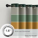 BOHOMOCASA Stripe Blackout Curtains - 100% Blackout, Thermal Insulated, Noise Reducing, Forest Camp Inspired, Cabin Style, 2 Panels, Each W52xL84