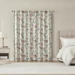 Sun Zero Claudette 2-Pack Vintage Floral Magnetic Closure 100% Total Blackout Back Tab Curtain Panel Pair, Stone, 40" W x 84" L (2 Panels)