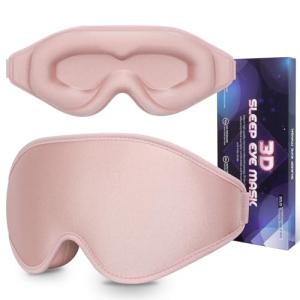 Sleep Mask 3D Eye Mask for Sleeping 100% Light Blocking Eye Covers with Adjustable Strap Night Blindfold for Women Memory Foam Light Pink