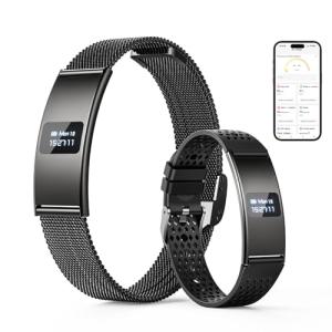 CCHEEN Smart Bracelet, Subscription-Free 24/7 Health Tracking, Heart Rate, SpO2, HRV & Sleep Tracker with IPX8 Waterproof, Wearable Activity & Fitness Tracker, 7-Day Battery, 2 Bands (Black)