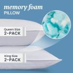 Beckham Hotel Collection Shredded Memory Foam Pillow 2-Pack Queen | Adjustable Fill Cooling Bed Pillows for Side, Back & Stomach Sleepers