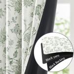 jinchan Blackout Floral Curtains for Bedroom, 84 Inches Long Printed Flower Black Out Curtains, French Country Back Tab Sage Green Window Treatment Farmhouse Drapes Set 2 Panels Green