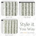 jinchan Blackout Floral Curtains for Bedroom, 84 Inches Long Printed Flower Black Out Curtains, French Country Back Tab Sage Green Window Treatment Farmhouse Drapes Set 2 Panels Green