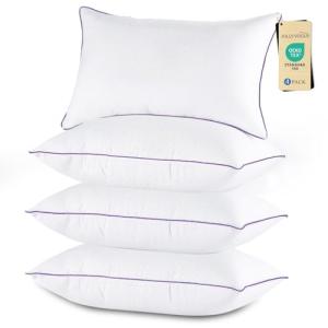 JOLLYVOGUE Pillows Standard Size Set of 4, Washable Supportive Full Size Bed Pillows with Super Soft Down Alternative Fill, Luxury Fluffy Hotel Quality for Side, Back and Stomach Sleepers
