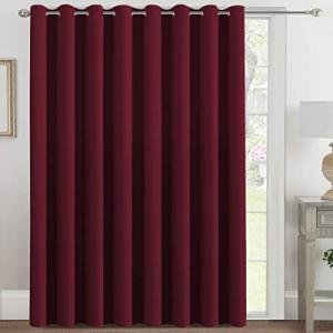 H.VERSAILTEX Blackout Patio Curtains 100 x 108 Inches for Sliding Door Christmas Curtains Extral Wide Curtain Panels Thermal Insulated Room Divider - Grommet Top, 9' Tall by 8.5' Wide - Burgundy