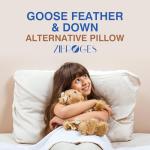 zibroges Feather Pillows Queen Size Set of 2 - Goose Down Hotel Bed Pillow for Sleeping, Soft 600 Thread Count Cotton Cover, Fluffy Support Surround Fill Polyester for Side, Back and Stomach Sleepers