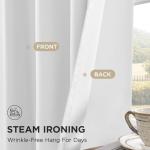 Joydeco White Blackout Curtains 96 Inches Long - 100% Blackout Curtain 2 Panel Set, Rod Pocket & Back Tabs Thermal Insulated Window Drapes for Bedroom Living Room (Pure White,52" Wx96 L)