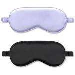 2Pack Silk Sleep Mask,IEKEODI Eye Mask for Sleeping，Elastic Blackout Eye Mask & Blindfold for Full Night's Sleep,Travel and Nap(Black+Purple)