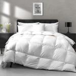 APSMILE Luxury All Season Down Feather Fibers Comforter Full/Queen Size Duvet Insert - 100% Organic Cotton, High Fill Power Medium Warmth, (Ivory White, 90X90)