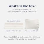 Brooklinen Luxury Sateen 4 Piece Sheet Set - 100% Cotton Bed Sheets, Soft & Durable California King Size Sheets Set in Cream, Oeko-TEX Certified Bedding Set,1 Fitted Sheet,1 Flat Sheet,2 Pillowcases