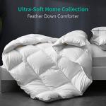 APSMILE Luxury All Season Down Feather Fibers Comforter Full/Queen Size Duvet Insert - 100% Organic Cotton, High Fill Power Medium Warmth, (Ivory White, 90X90)