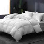 APSMILE Luxury All Season Down Feather Fibers Comforter Full/Queen Size Duvet Insert - 100% Organic Cotton, High Fill Power Medium Warmth, (Ivory White, 90X90)