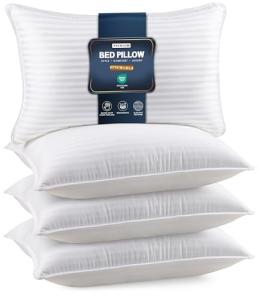 Utopia Bedding Bed Pillows Queen Size Set of 4 (White), Down Alternative Pillows for Sleeping, Cooling Hotel Quality Pillow Set for Back, Stomach or Side Sleepers
