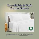 Luxury Split King Sheets Set For Adjustable Bed, 100% Cotton 500 Thread Count Sateen, Snug Fit, Set with Twin-XL Fitted Sheets, Damask Stripe Bedsheets (Split King, Stripe - White)