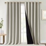 NICETOWN Full Shading Curtains for Windows, Super Heavy-Duty Black Lined Blackout Curtains for Bedroom, Privacy Assured Window Treatment (Natural, Pack of 2, 70 inches W x 95 inches L)