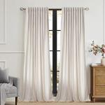 100% Blackout Ivory Off White Velvet Curtains 108 inch Long for Living Room,Set of 2 Panels Liner Rod Pocket Back Tab Thermal Window Drapes Room Darkening Heavy Decorative Curtains for Bedroom