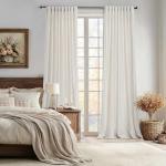 100% Blackout Ivory Off White Velvet Curtains 108 inch Long for Living Room,Set of 2 Panels Liner Rod Pocket Back Tab Thermal Window Drapes Room Darkening Heavy Decorative Curtains for Bedroom