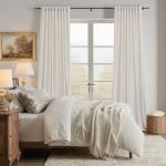 100% Blackout Ivory Off White Velvet Curtains 108 inch Long for Living Room,Set of 2 Panels Liner Rod Pocket Back Tab Thermal Window Drapes Room Darkening Heavy Decorative Curtains for Bedroom