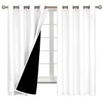 BGment Thermal Insulated 100% Blackout Curtains for Bedroom with Black Liner, Double Layer Full Room Darkening Noise Reducing Grommet Curtain (52 x 63 Inch, Pure White, 2 Panels)