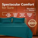 TEXAS LINEN CO. 100% Egyptian Cotton Queen Size Sheets Set - 4 PC 600 Thread Count Egyptian Cotton Bed Sheets Queen Size (Teal), Extra Soft, Cooling, 16" Deep Pocket Sateen Weave Luxury Hotel Bedsheet