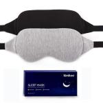Kimkoo Sleep Mask-Eye Mask for Sleeping, Sleeping Mask Blocking Out Light Perfectly for Women and Men, Soft and Comfortable Blindfold for Travelling, with Pouch (Black+Gray)