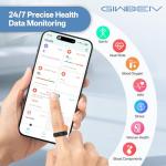 Giwbeiv Smart Ring for Women Men, Health Fitness Tracker Ring with Heart Rate/Sleep Tracker/Blood Oxygen/HRV/Stress/Calorie/Steps, IP68 Waterproof for iOS & Android, No APP Fees(Silver,8#)