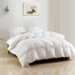 DWR Luxury Oversized King Down Feather Fibers Comforter, Soft Cotton Blend Cover, High Fill Power Medium Weight, Fluffy Down Feather Fibers Duvet Insert with Ties (120x98 Inches, White)