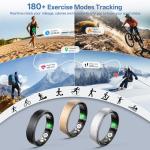 Giwbeiv Smart Ring for Women Men, Health Fitness Tracker Ring with Heart Rate/Sleep Tracker/Blood Oxygen/HRV/Stress/Calorie/Steps, IP68 Waterproof for iOS & Android, No APP Fees(Silver,8#)