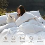 DWR Luxury Oversized King Down Feather Fibers Comforter, Soft Cotton Blend Cover, High Fill Power Medium Weight, Fluffy Down Feather Fibers Duvet Insert with Ties (120x98 Inches, White)